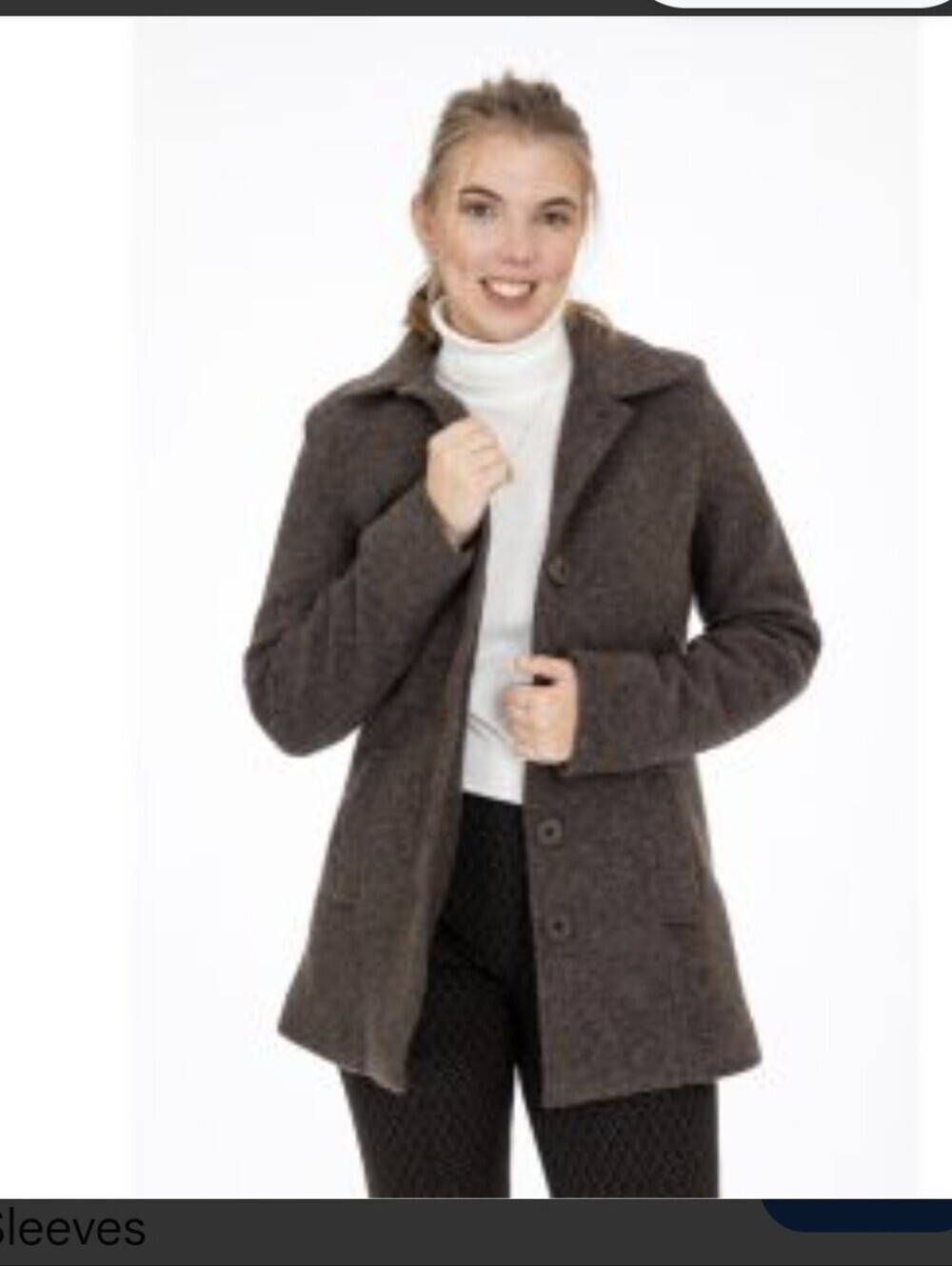 H&M Tailored Herringbone Tweed Coat Wool Brown Jacket With Color Flecks Sizr 4